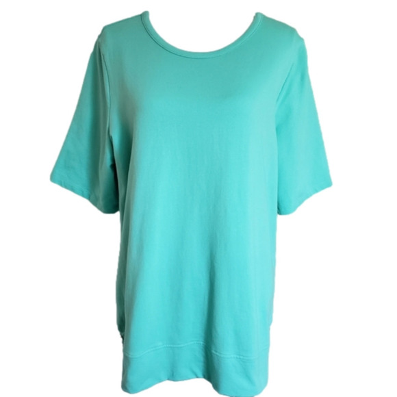 SPORT SAVVY FRENCH TERRY TOP AQUA SZ L - Picture 2 of 8